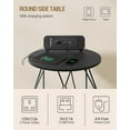thumbnail image 5 of Side Table with Charging Station, Round Nightstand with Storage Basket, Small Bedside Table for Living Room and Bedroom, 5 of 6