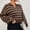 Coffee, variant on Sweaters Fall Clearance Fashion Women's V Neck Casual Long Sleeved Printing Stand Collar Lattice Sweater