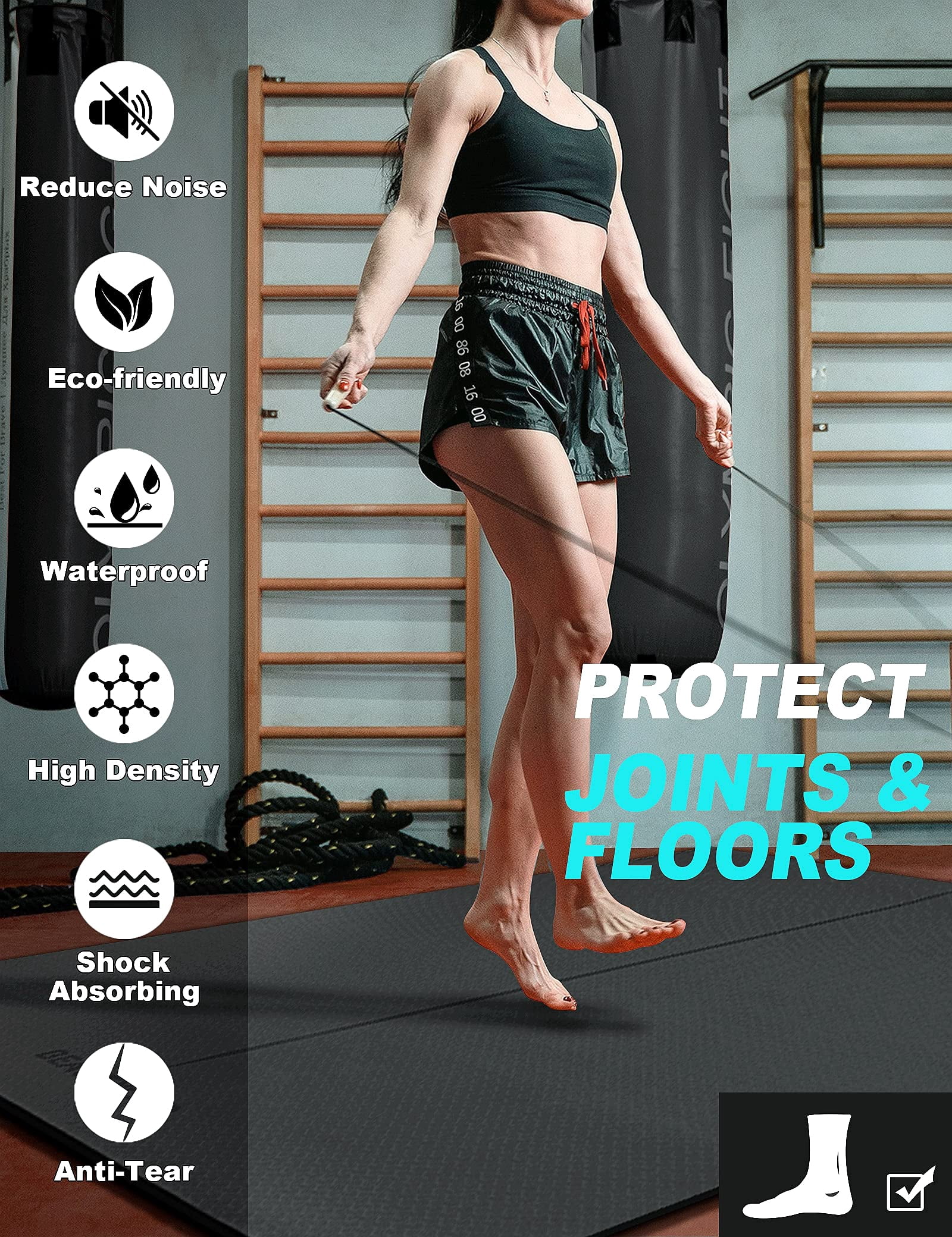 6' x 4' Large 1/3 Inch Extra Thick Double-Sided Non Slip Professional TPE Yoga Mats for Women Men, 24 Sq.Ft Exercise Mat for Yoga, Pilates and Home Workout (Black）