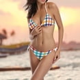 thumbnail image 2 of FREEAMG Colorful Checkered Gingham Plaid Tartan Sexy Two Piece Bikini Swimsuit Swimwear Set for Women, 2 of 6