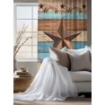 thumbnail image 4 of Sheer Curtains 63 Inch Length, Western Texas Star Retro Semi Sheer Curtains Light Filtering Window Treatment, Country Farmhouse Light Blue Brown Wooden Privacy Voile Drapes 52x63 Inch, 4 of 7