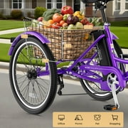 MOONCOOL 24/26 Electric Tricycle for Adults, 700W Peak Motor,7 Speeds Electric Trike w/ 36V 10.4Ah Removable lithium battery,3 Wheels Unisex Electric Bikes,16MPH,40Miles