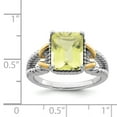 thumbnail image 4 of White Sterling Silver Ring Band Gemstone Lemon Quartz Octagon Emerald, 4 of 4