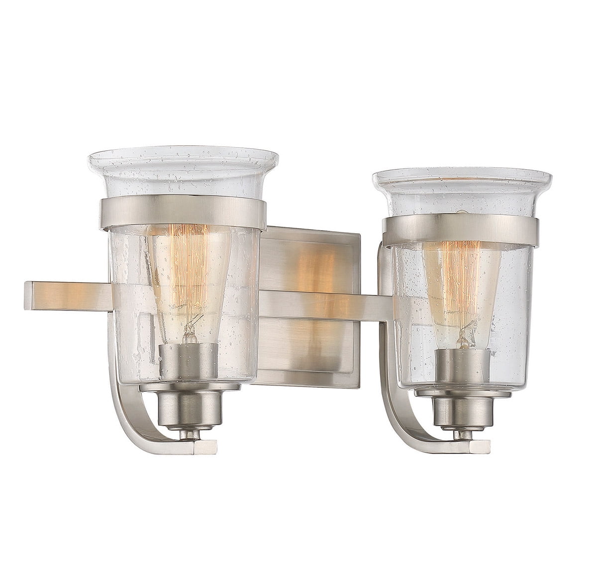 Bathroom Vanity 2 Light With Satin Nickel Finish Incandescent Bulbs 16