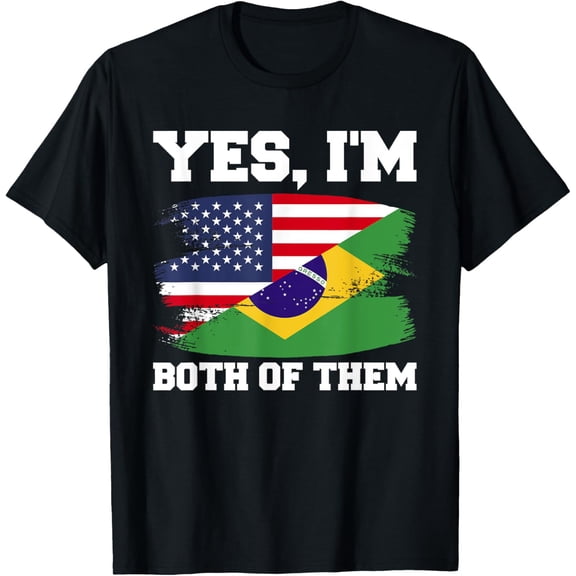 men and women can wear,Half American Half Brazilian USA Brazil Flag T-Shirt