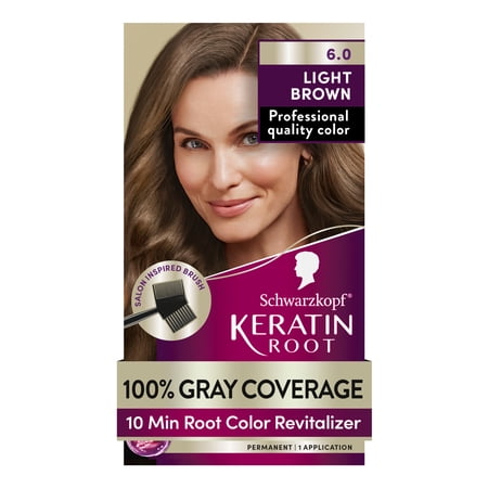 Schwarzkopf Keratin Color Root Permanent Hair Color Kit, Light Brown, 1 Use
