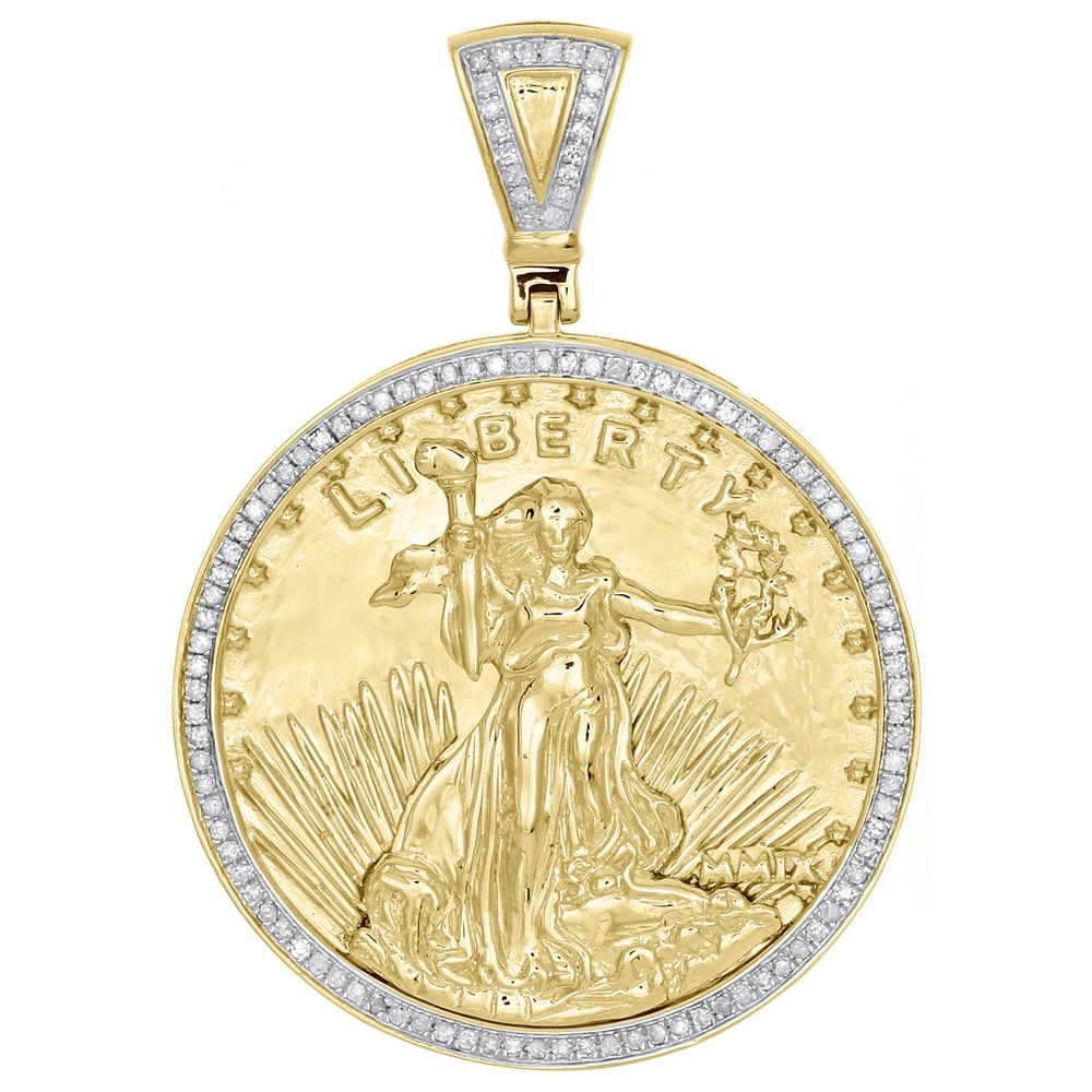 Jewelry For Less 10K Yellow Gold Diamond Lady Liberty Medallion
