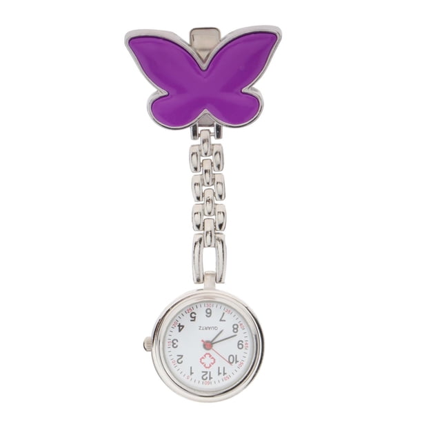 Relojes unisex Mujeres Hombres Reloj Clip Broche Colgante Fob Relojes Adultos Juguetes Púrpura Zulema Enfermera reloj de bolsillo