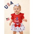 thumbnail image 2 of LNMQLPDBS Toddler Girl Sets Letters Printed Short Sleeve Romper Bodysuit & Floral Print Ruffle Hem Shorts 2pcs Outfits Baby Girl Gifts 12 Month Girl Clothes Cute Summer Toddler Sets, 2 of 9