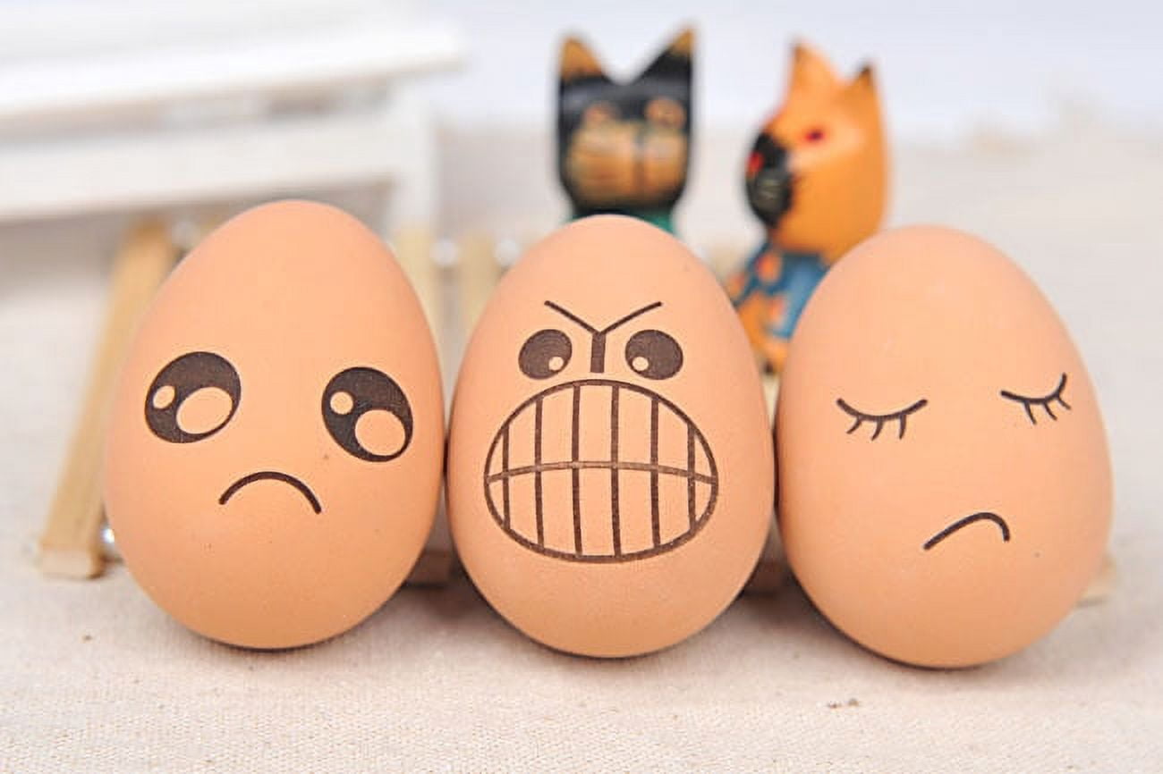 Emoji Easter Eggs Set of 24 fake rubber bouncing eggs W/ Variety of emoji faces .like a normal sized egg Great for party favors and pranks