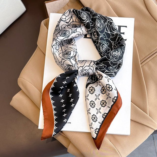 Nuevo diseño de chal satinado con estampado de leopardo salvaje, pañuelos cuadrados de seda para el cuello para mujer, pañuelo para mujer
