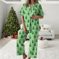 thumbnail image 2 of UngA Womens Silk Christmas Pajamas Set 2 Piece Satin Pjs Soft Button Down Sleepwear Wide Leg Long Pants with Pockets Women's Christmas Pajamas,Size L, 2 of 5