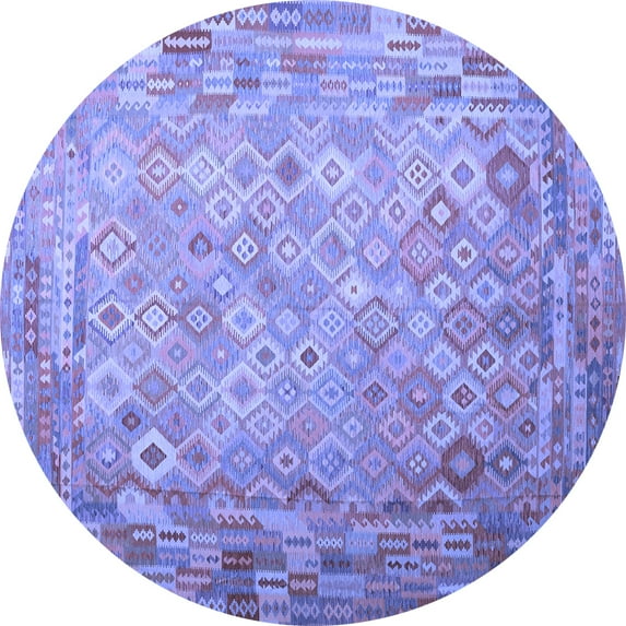 Ahgly Company Machine Washable Indoor Round Southwestern Blue Country Area Rugs, 5' Round