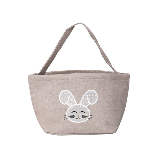 Brown Linen Look Easter Basket With Bunny Ears Bag For Egg Hunt Gift Storage Party Favor Container Lightweight Durable Material Easy To Carry And Clean Festive Decoration