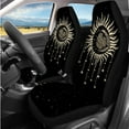 thumbnail image 2 of Binienty 14 Pack Boho Sun and Moon Auto Seat Covers Front and Rear with 15 Inch Steering Wheel Cover Headrest Covers Seat Belt Pads Armrest Pad Automotive Interior Set, 2 of 8