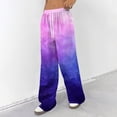 thumbnail image 3 of YIFUNIN Women's Printed Elastic Waist Wide Leg Pants, Tie Dye Gradient Casual Drawstring Trousers, Loose Fit Bohemian Style Fashion,Dark Purple 2XL, 3 of 5