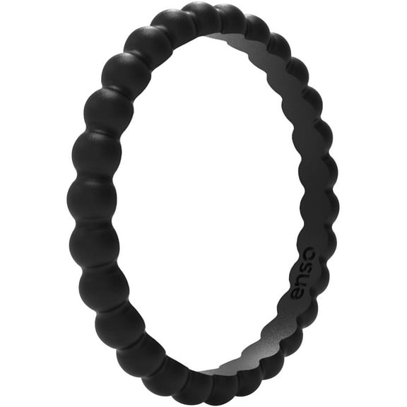 Enso Rings Beaded Stackables Silicone Ring - Obsidian - 11