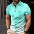 thumbnail image 4 of Men's Gradient Geometric Print T-Shirt, Short Sleeve Slim Fitting Button Tops Moisture-Wicking Sports Golf Tee Everyday Wear Green 4XL, 4 of 7