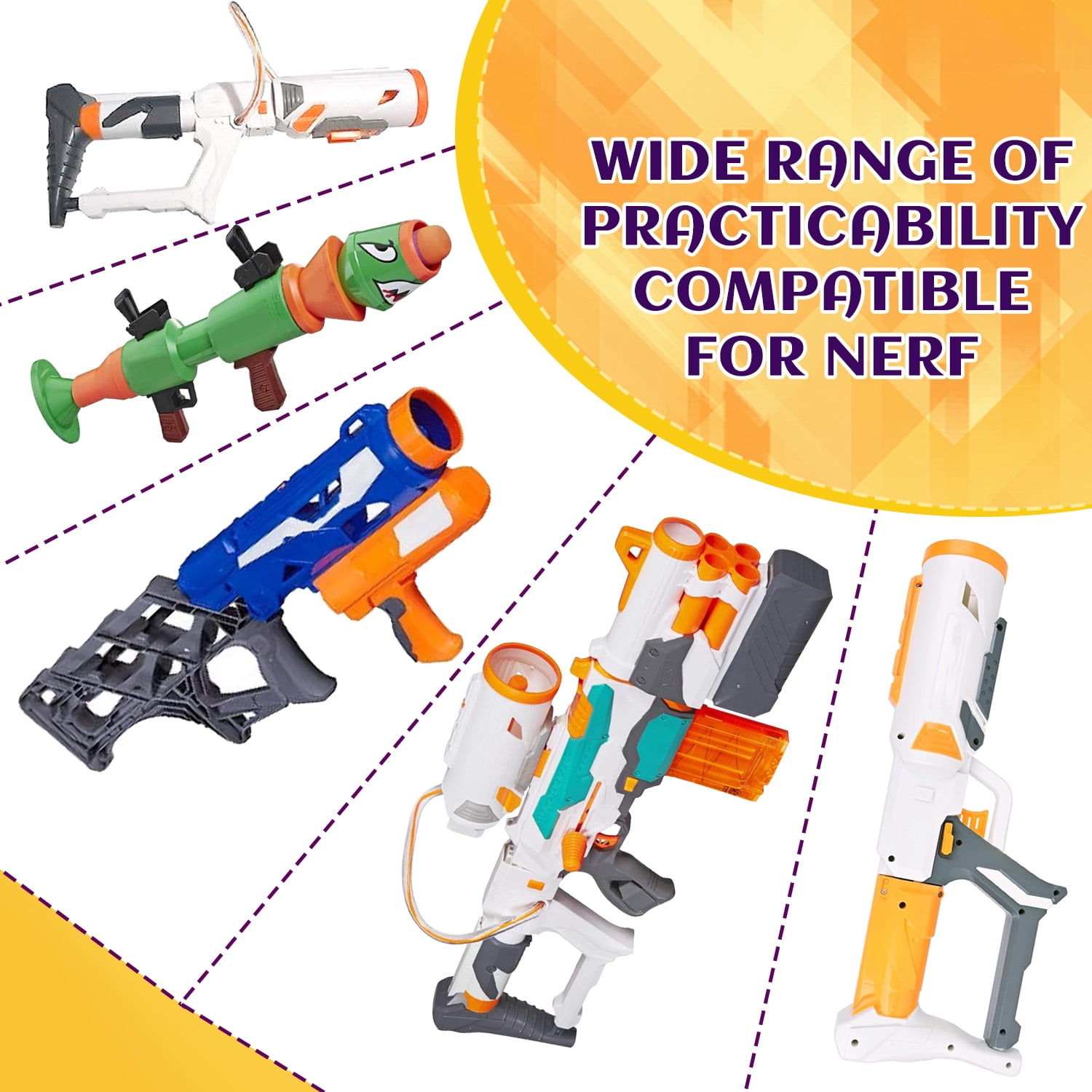 BOROLA 10 Pcs Missile Filled Foam Rocket Launcher, Compatible For Nerf N-Strike Elite series(purple)