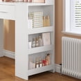 thumbnail image 2 of TEENFON Makeup Vanity Set with Mirror & Lights, Vanity Desk with 2 Drawers and 6 Open Shelves, Dressing Table with Side Storage, White, 2 of 10