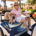 thumbnail image 3 of Golf Cart Seat Covers for 2 Seater, Blue Yellow Abstract Soft Microfiber Cart Seat Towel Blanket, Modern Oil Painting Art Absorbent Breathable Non Slip Bench Seats Protector for Golf Course 51"x31", 3 of 9