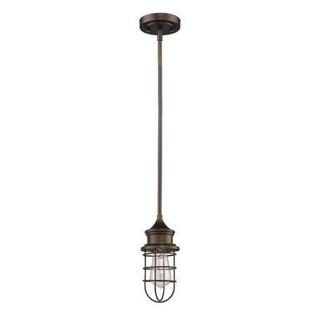 10.25 x 4.5 x 4.5 in. Virginia 1-Light Oil-Rubbed Bronze Pendant with Wire Cage Shade
