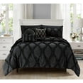 thumbnail image 2 of Mocassi California Size Complete Bedding Set, 10-Piece Comforter with Pillowcases and Flat Sheet, Black Ruffle Design, 2 of 5
