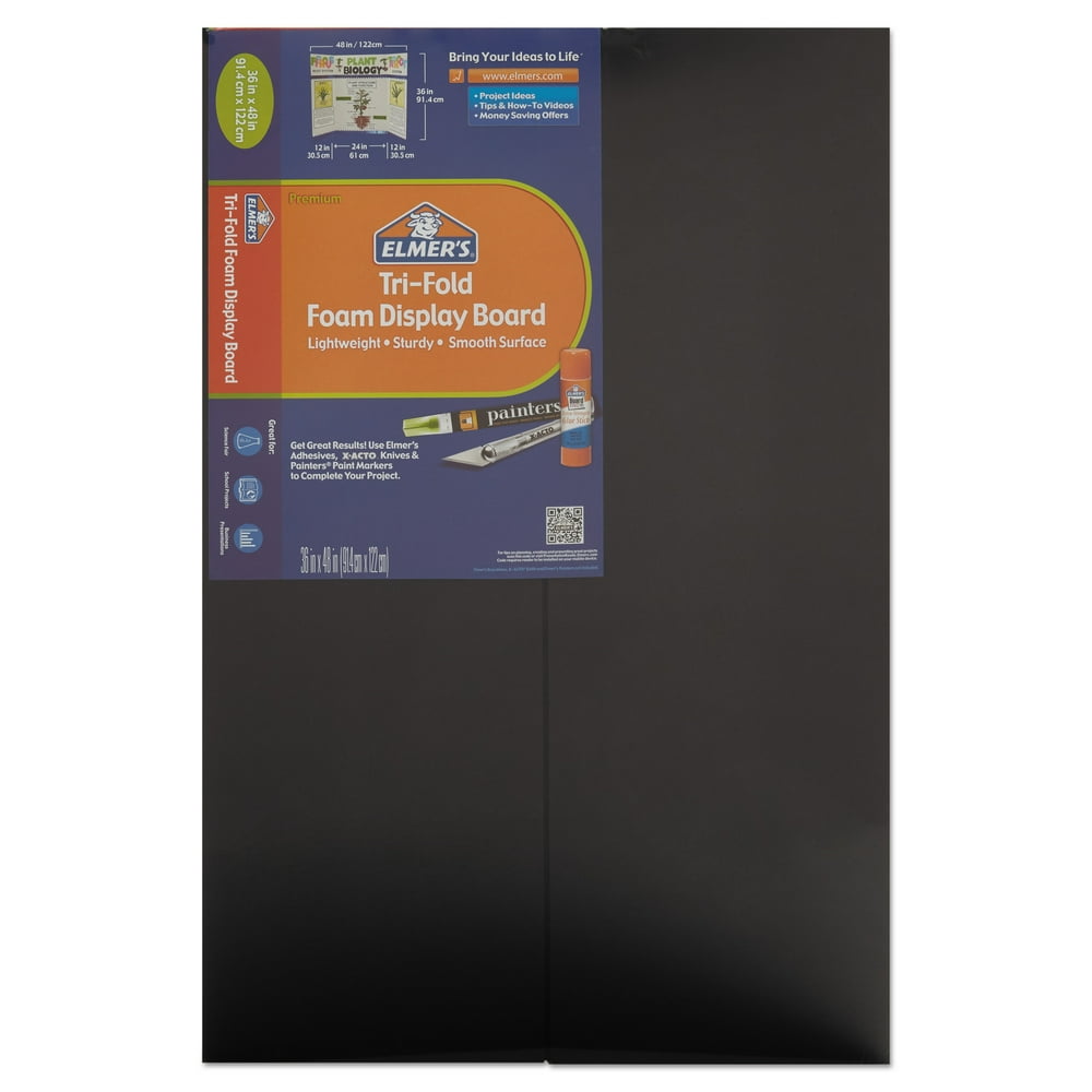 Elmer's Premium Foam TriFold Display Board, 3/16 Thick, 36" x 48