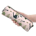thumbnail image 4 of XMXT Leather Pencil Case, Pink Potted Plants Large Capacity Pencil Pouch for Student Teens Women, 4 of 9