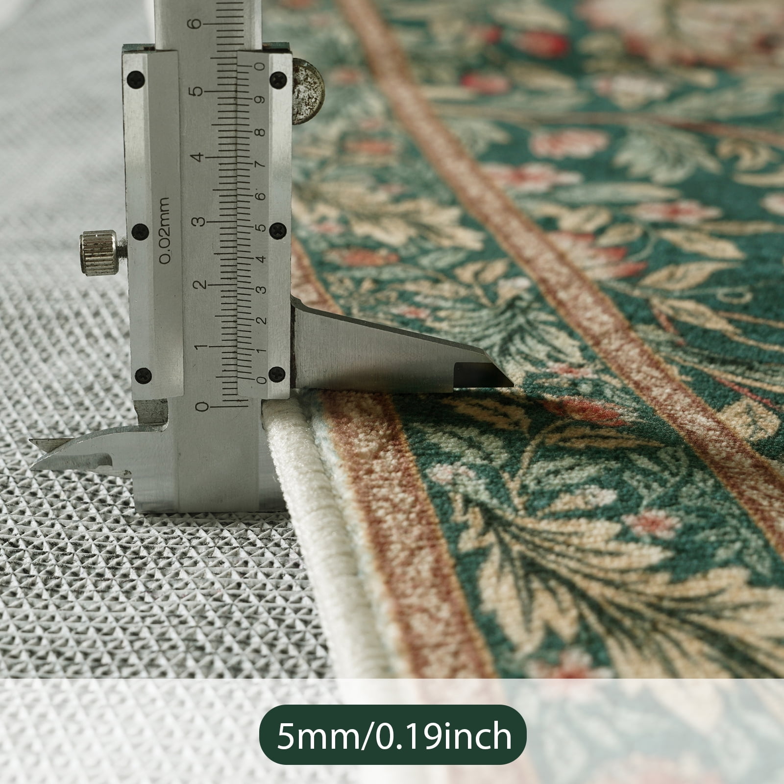 Lahome Non-Slip Washable 5x7 Area Rug, Boho Botanical Low-Pile Carpet for Living Room Dining Room Bedroom and Home Office, Ultra Thin Indoor Mat in Olive Green