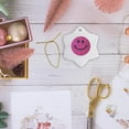 thumbnail image 6 of 3drose, Retro Hot Pink Smiling Face Glittery Texture Graphic - Not Actual Glitter or Sparkles on Funky White, 3 inch Snowflake Porcelain Ornament, 6 of 7