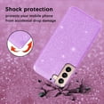 thumbnail image 5 of Compatible with Samsung S22 Plus Case Glitter Shockproof,Phone Samsung Galaxy S22 Plus Cover Clear Silicone Blue Three Layer Detachable TPU and PC Thin Protective Case (Purple), 5 of 14