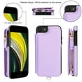 thumbnail image 4 of Wallet Case for Apple iPhone 7 / 8 / SE 3rd 2nd Gen 2022 & 2020, Crossbody Shoulder Strap & Hand Wrist Cards Holder Zipper Pocket Stand Feature Full Protective Shockpoof Case for Women,Lightpurple, 4 of 7