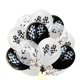 thumbnail image 3 of 15 globos inflables para fiesta, confeti de lentejuelas y banderas de carreras en blanco y negro (5 blancos, 5 negros y 5 plateados), 3 of 6