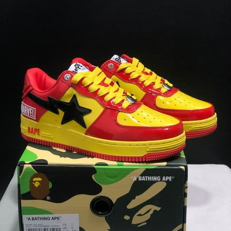 

BAPE patent camouflage suede sneakers low-top casual skate shoes street trend couple sneakers for both men and women