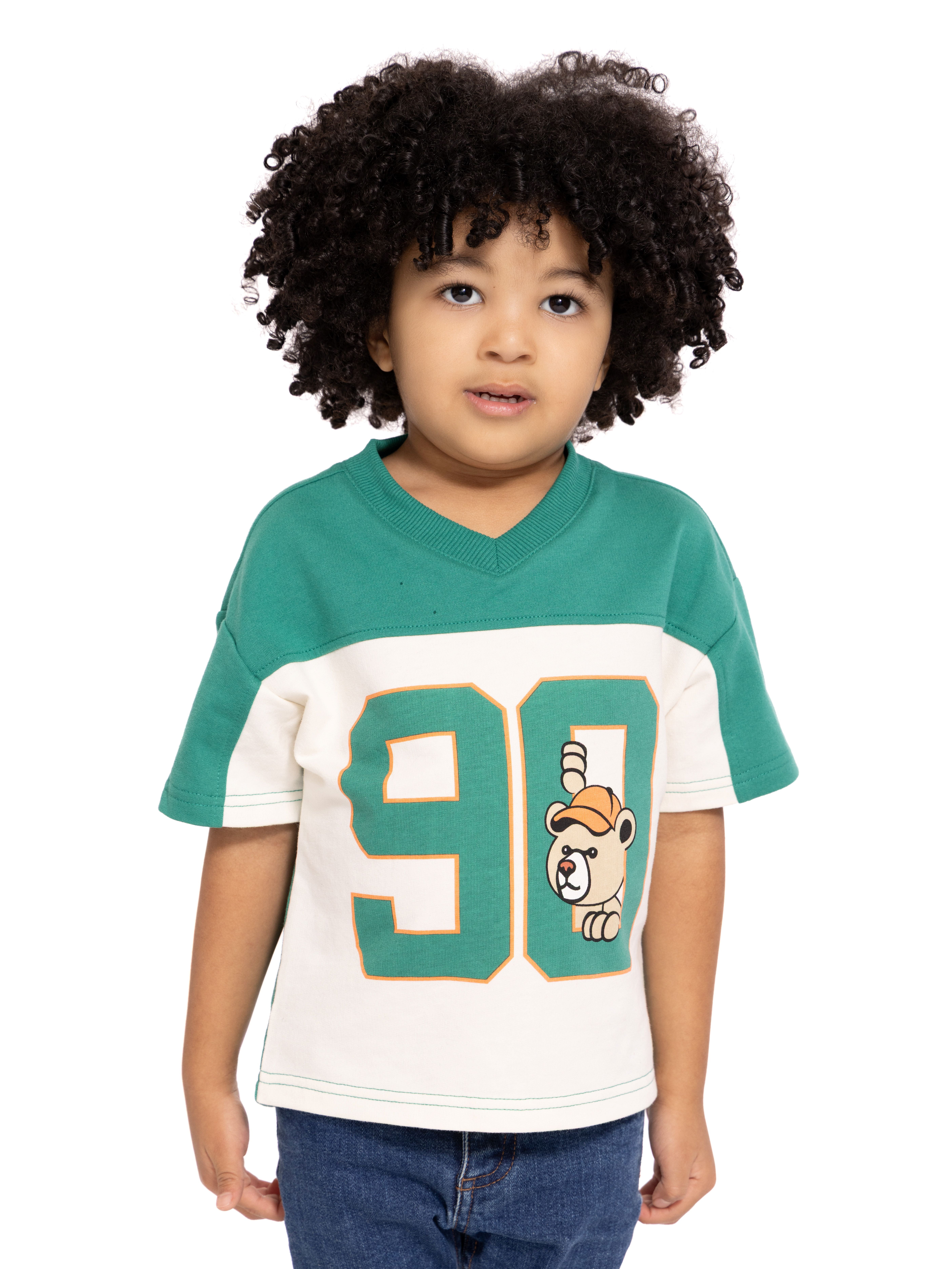 Wonder Nation Toddler Boys Short Sleeve Graphic Football Jersey Top, Sizes 12M-5T