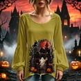 thumbnail image 6 of Halloween Shirts for Women Spooky Ghost Graphic Tunic Tops Long Balloon Sleeve Loose Casual Fall Blouses Holiday Party Costumes Apparel, 6 of 6