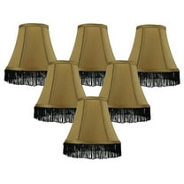 Urbanest Gold With Black Fringe Silk Bell Chandelier Lamp Shade, 3x6x5", Set of 6