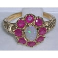 thumbnail image 4 of LBG British Made 9k Yellow Gold Real Genuine Opal & Ruby Womens Statement Ring - 33 size options - Size 5.75, 4 of 6