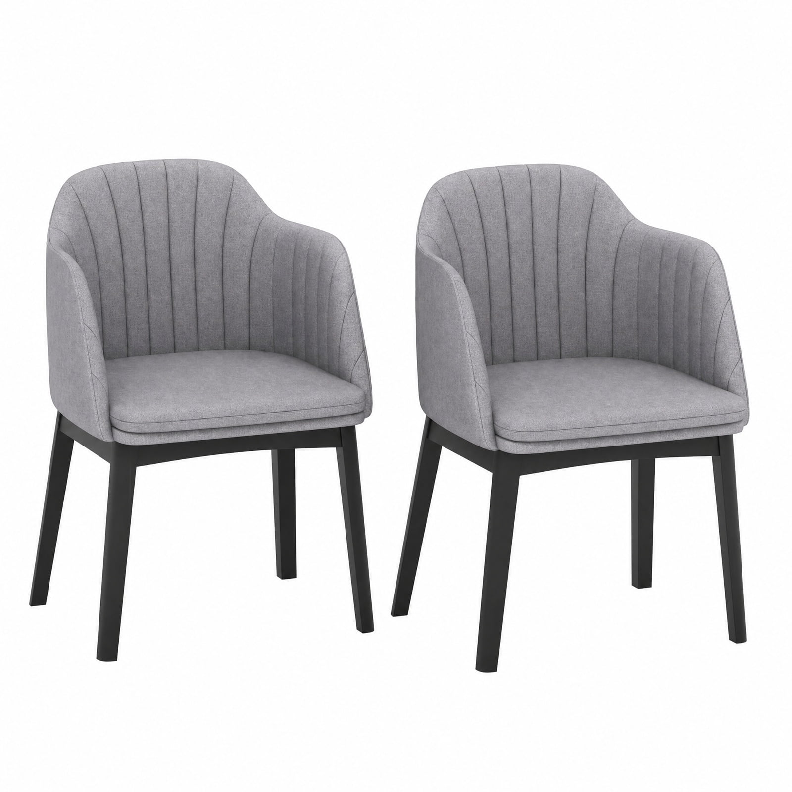 Furnibear Upholstered Velvet Accent Modern Dining Chairs Set of 2 with Curved Backrests for Kitchen Dining Room Living Room Home, Grey