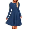thumbnail image 1 of Vestido PRETTYGARDEN de Punto Acanalado Azul Oscuro de Manga Larga Talla S, 1 of 8