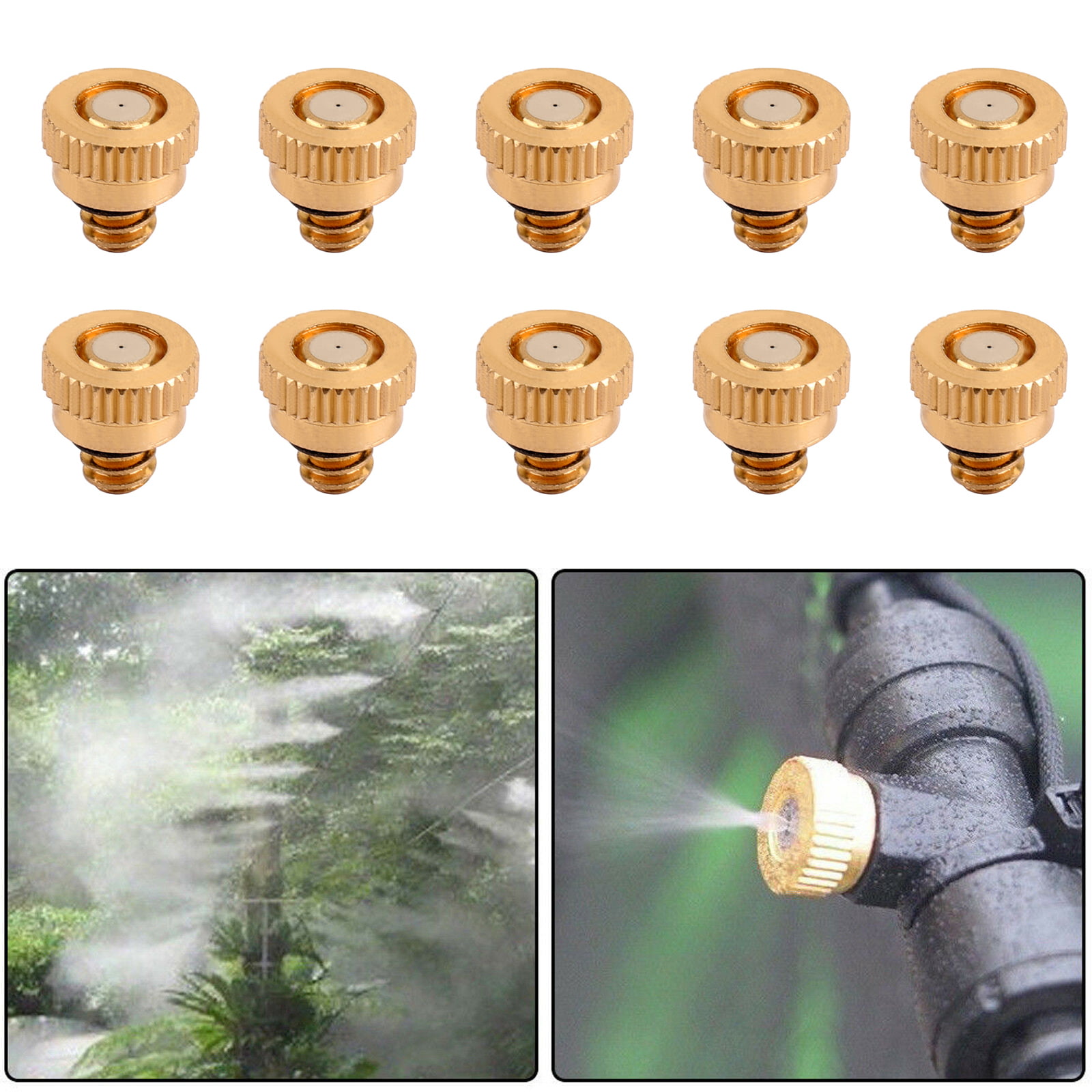 10X Brass Misting Nozzles Water Mister Sprinkle For Cooling System 0.024" 10/24 
