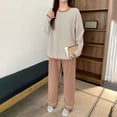 thumbnail image 3 of Oalirro Warm Pajamas for Women Comfy Long Sleeve Top with Pant Set Lounge Pjs Set with Pockets Loose Fleeced Line Pajama Set, 3 of 6