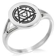 thumbnail image 1 of Stainless Steel Alteration Magic Rune Minimalist Oval Top Polished Statement Signet Ring, 1 of 1