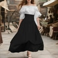 thumbnail image 4 of Hvyesh Costume Women Outfit with Renaissance Peasant Skirt + Off Shoulder Trumpet Sleeve Tops, Victorian Skirt High Waisted Button Skirt Set for Womens Halloween Costumes, 4 of 7