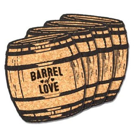 

Ducky Days 8497194 4 x 4 in. Barrel of Love Oak Barrel Cork Coaster Wedding Favors - Set of 4