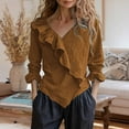 thumbnail image 6 of Young Womens Clothes Kelon Ladies Tops and Blouses Long Sleeve V Neck Linen Cotton Dressy Casual Work Blouses Fashion Boho Clothes, XL, 6 of 6