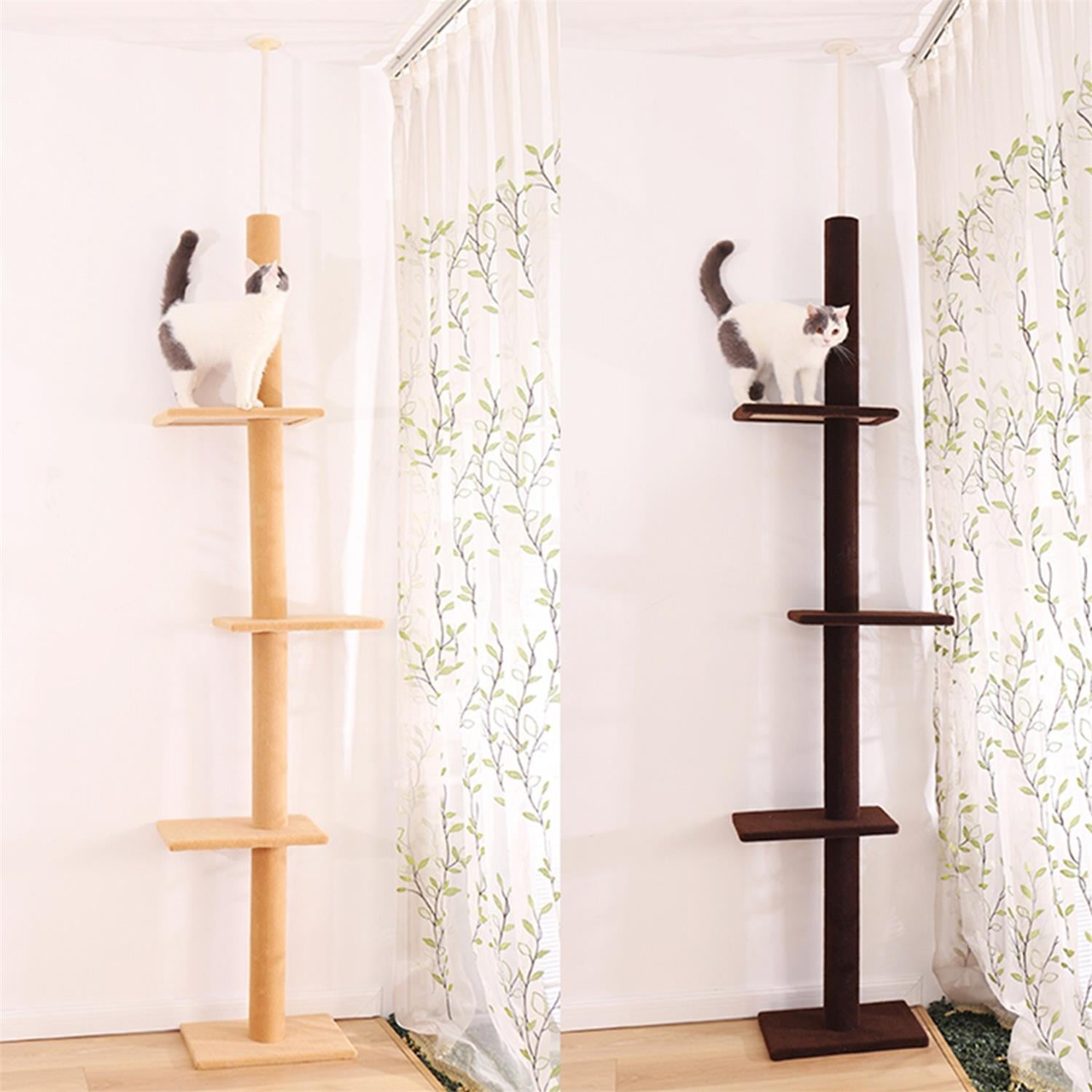 Pefilos Three Tier Cat Tower for Indoor Cats Floor-to-Ceiling Cat Tree Cat Climbing Tree Modern Cat Tree Tower 9 Feet (Adjustable 90"-108" Tall), Gray Pefilos Three Tier Cat Tower for Indoor Cats Floor-to-Ceiling Cat Tree Cat Climbing Tree Modern Cat Tree Tower 9 Feet (Adjustable 90"-108" Tall), Gray