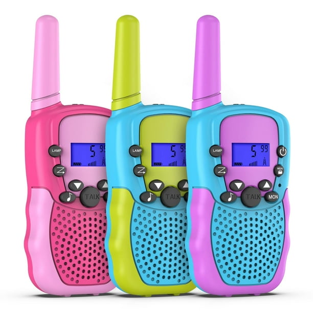 Walkie Talkies Selieve, paquete de 3, para niños de 3 a 12 años con un alcance de 3 km.