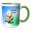 Green/White, variant on 3drose, with Love from New Orleans with White Oleander Blossom, 15oz Mug